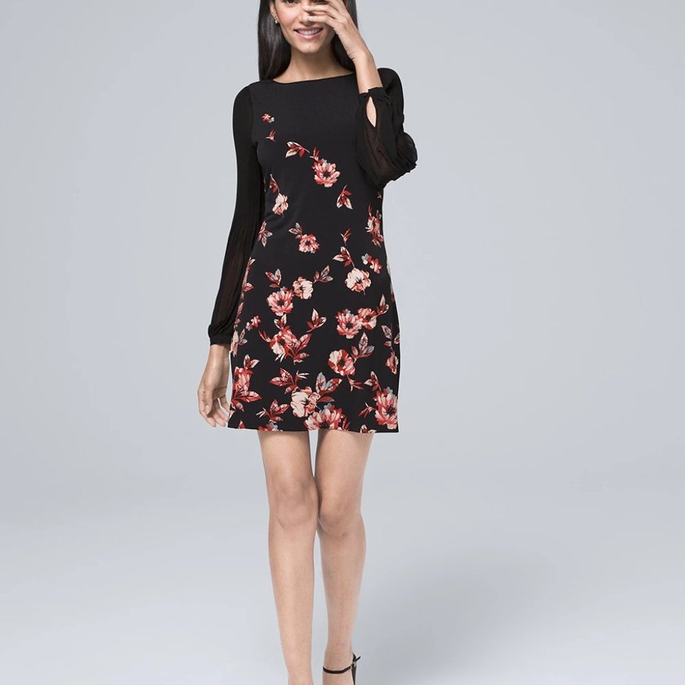 White House Black Market Black Floral Mini Dress